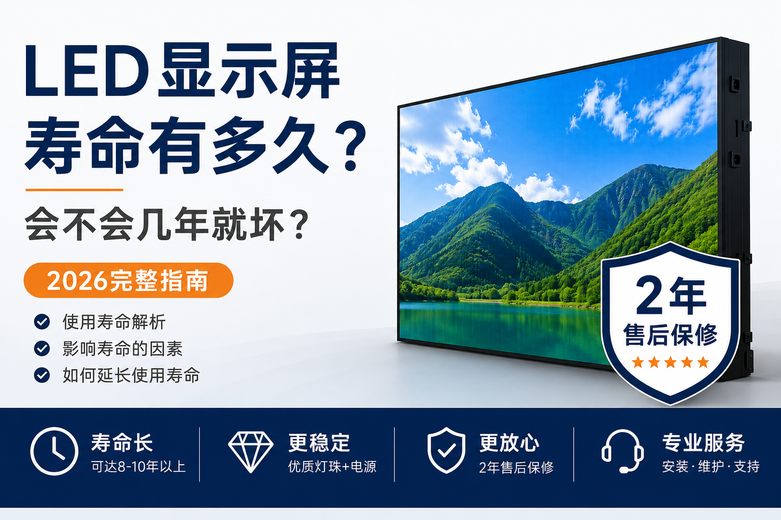 LED显示屏寿命有多久？会不会几年就坏？2026完整指南